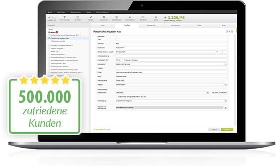 Vorschau Persönliche Angaben, 500.000 zufriedene Kunden